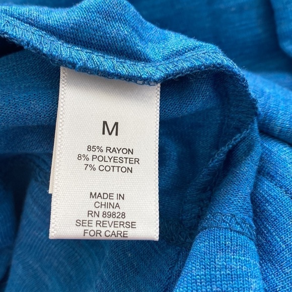 LOGO LORI GOLDSTEIN Blue Drop Shoulder 3/4 Sleeve Lightweight Knit Top Medium - Picture 6 of 7